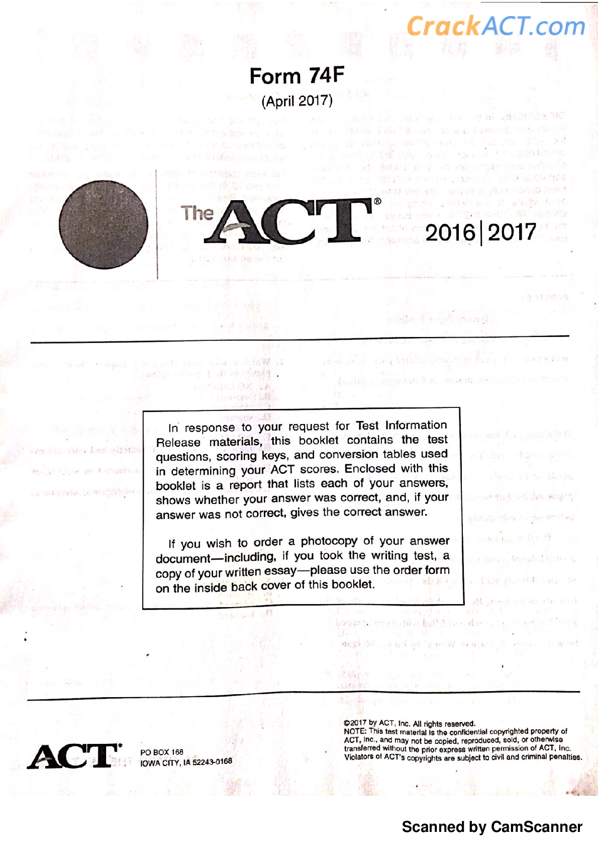Preview of ACT ANSWERED PAST PAPER 10
